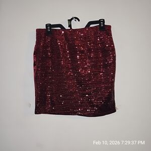 FAVLUX Glittering Burgundy Pencil Skirt